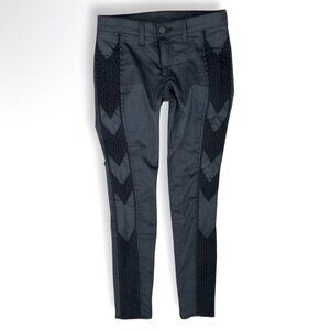 rag & bone black tribal embroidered side skinny jeans size 25